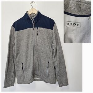 Orvis Men's Gray and Navy Sweater